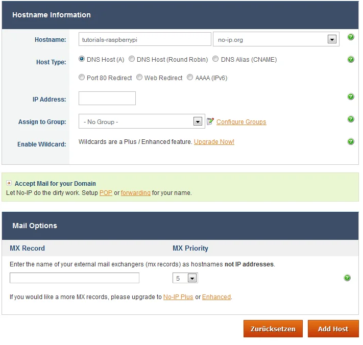 no IP einstellung der config