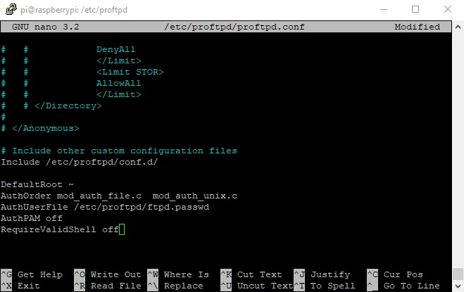 FTP config Änderung