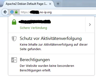 Übersicht der Webanzeige bei einem sicheren SSL Zugang